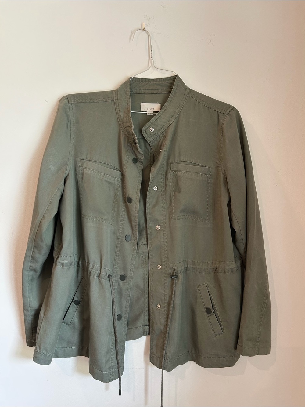 LOFT Olive Green Utility Jacket with Drawstring Waist